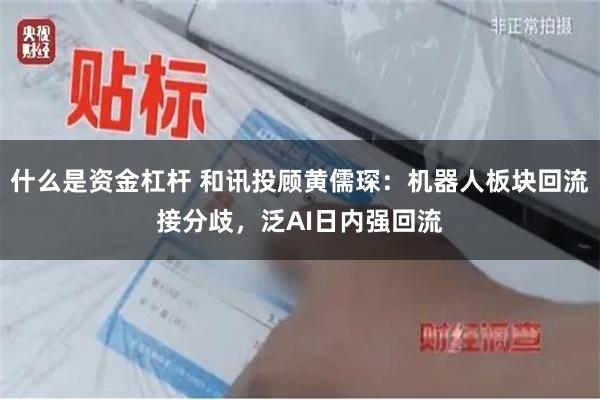 什么是资金杠杆 和讯投顾黄儒琛：机器人板块回流接分歧，泛AI日内强回流