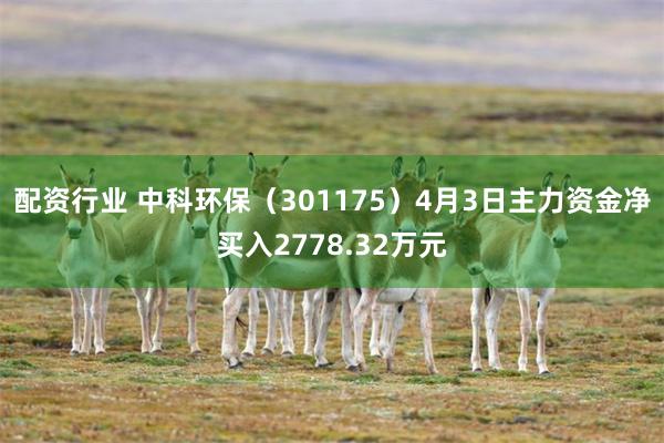 配资行业 中科环保（301175）4月3日主力资金净买入2778.32万元