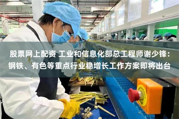 股票网上配资 工业和信息化部总工程师谢少锋：钢铁、有色等重点行业稳增长工作方案即将出台
